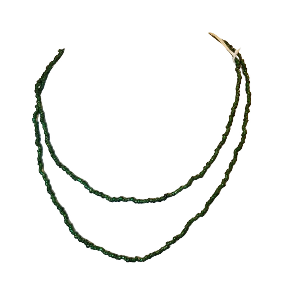 Elegant Artisan Crafted Jade Green Seed Bead Necklace